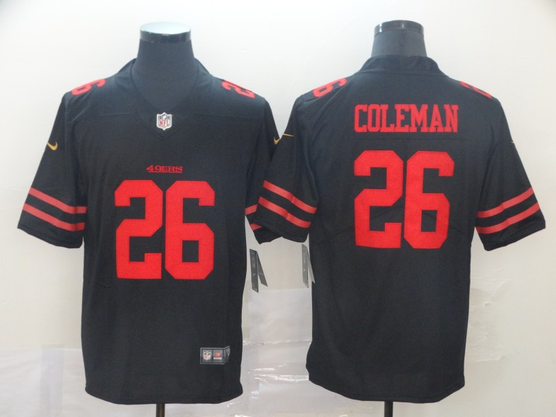 Nike 49ers 26 Tevin Coleman Black Vapor Untouchable Limited Jersey