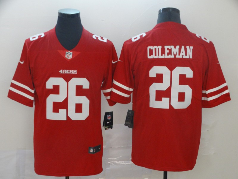 Nike 49ers 26 Tevin Coleman Red Vapor Untouchable Limited Jersey