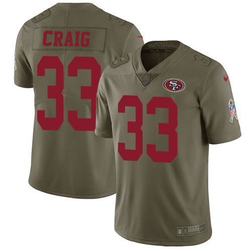  49ers 33 Roger Craig Olive Salute To Service Limited Jersey