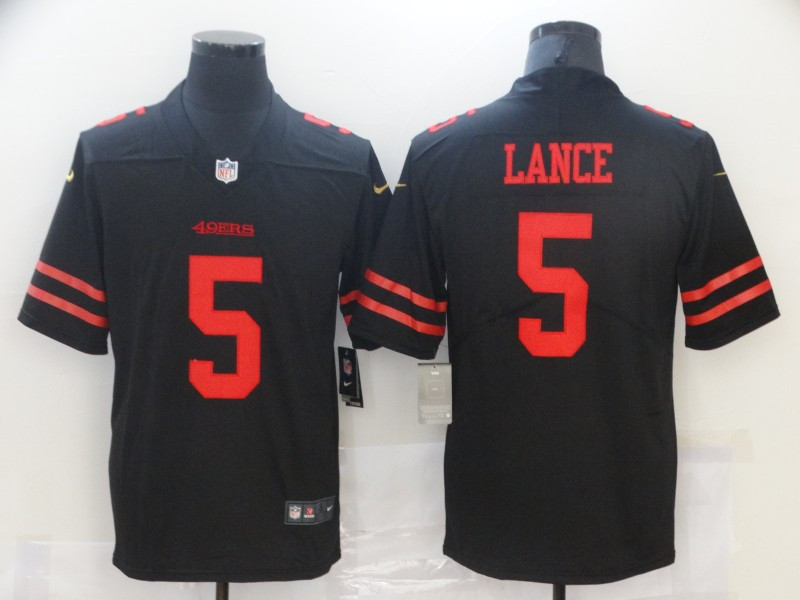 Nike 49ers 5 Trey Lance Black 2021 Draft Vapor Limited Jersey