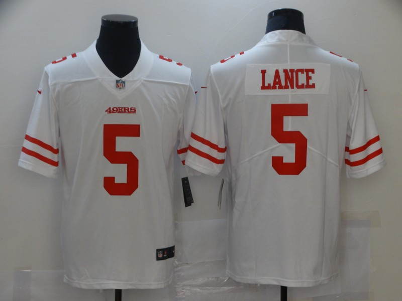 Nike 49ers 5 Trey Lance White 2021 Draft Vapor Limited Jersey
