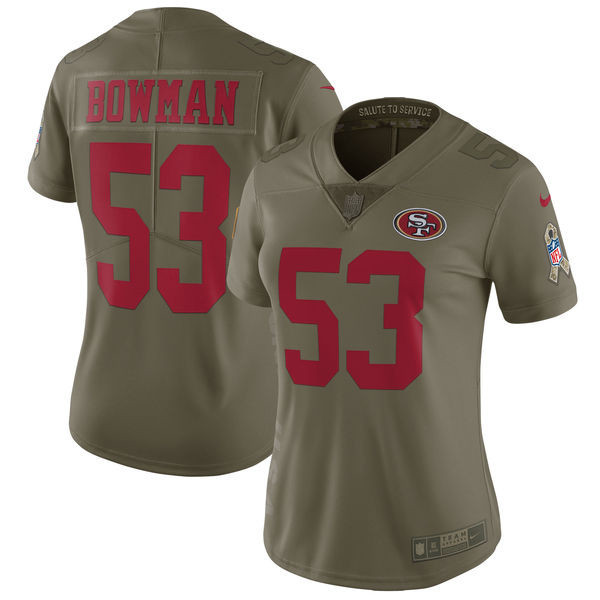  49ers 53 NaVorro Bowman Women Olive Salute To Service Limited Jersey