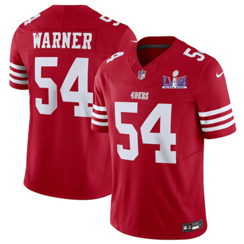 Nike 49ers 54 Fred Warner Red 2024 Super Bowl LVIII Color Rush Vapor Untouchable Limited Jersey