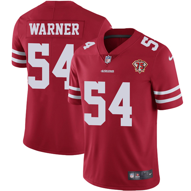 Nike 49ers 54 Fred Warner Red 75th Anniversary Vapor Untouchable Limited Jersey