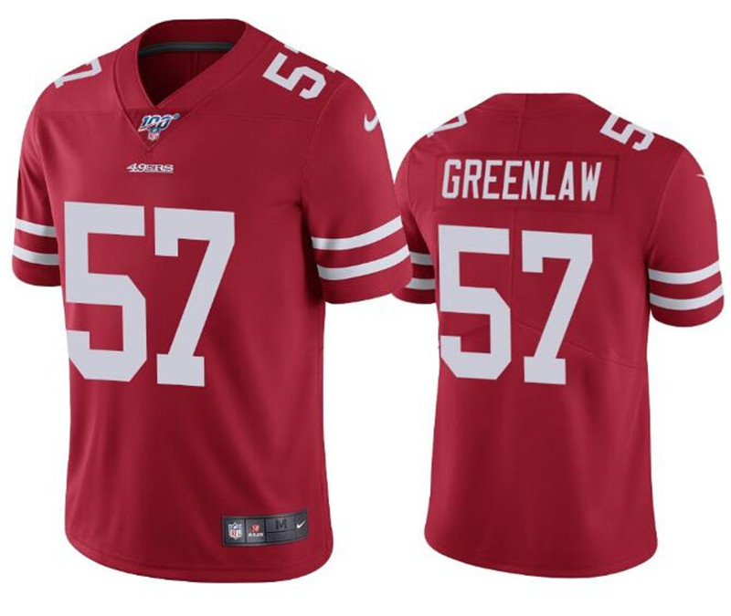 Nike 49ers 57 Dre Greenlaw Red 100th Season Vapor Untouchable Limited Jersey