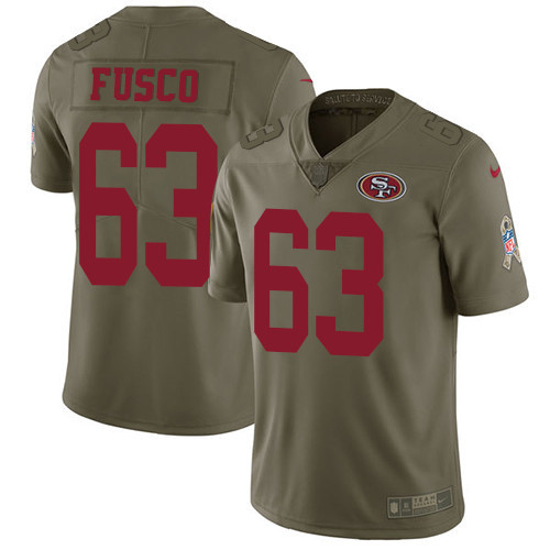  49ers 63 Brandon Fusco Olive Salute To Service Limited Jersey