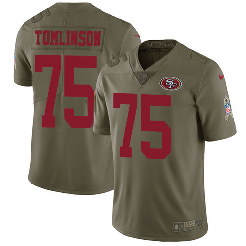  49ers 75 Laken Tomlinson Olive Salute To Service Limited Jersey