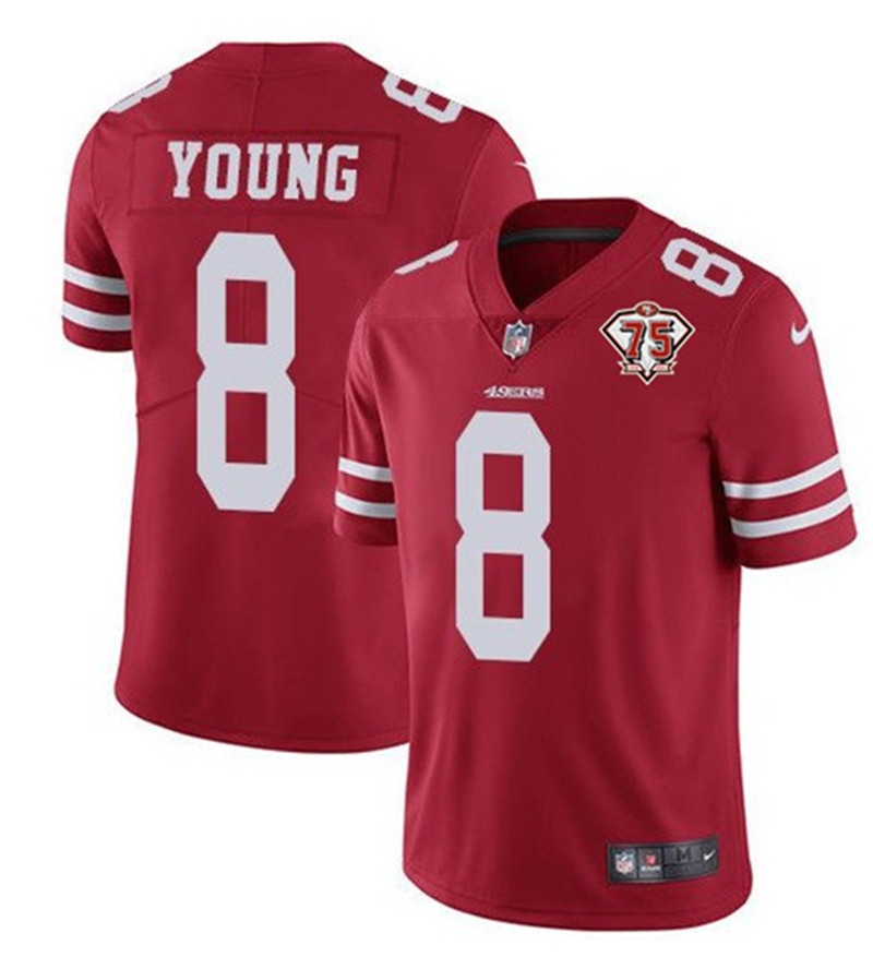 Nike 49ers 8 Steve Young Red 75th Anniversary Vapor Untouchable Limited Jersey