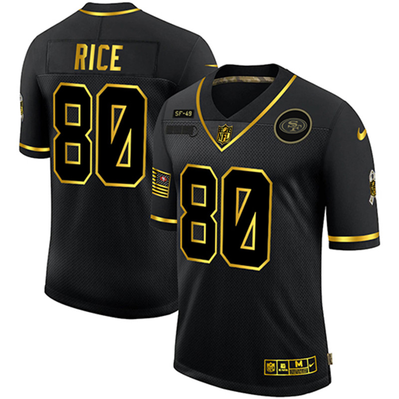 Nike 49ers 80 Jerry Rice Black Gold 2020 Salute To Service Limited Jersey