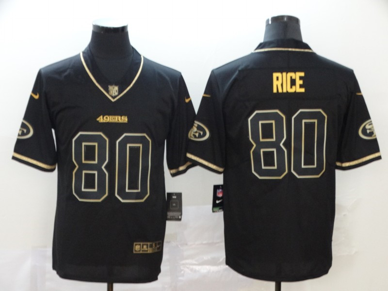 Nike 49ers 80 Jerry Rice Black Gold Throwback Vapor Untouchable Limited Jersey