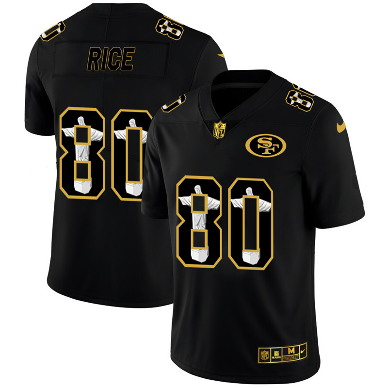 Nike 49ers 80 Jerry Rice Black Jesus Faith Edition Limited Jersey