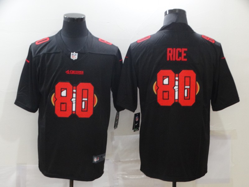 Nike 49ers 80 Jerry Rice Black Shadow Logo Limited Jersey