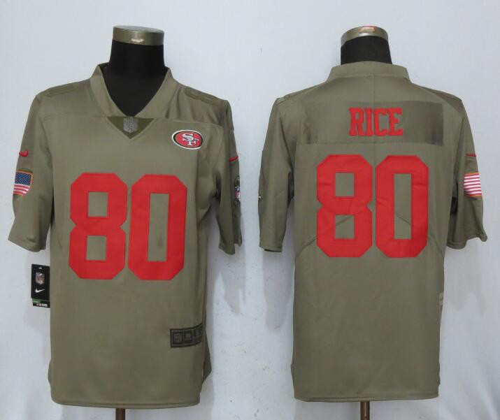  49ers 80 Jerry Rice Olive Salute To Service Limited Jersey
