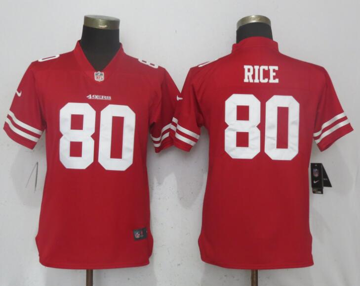  49ers 80 Jerry Rice Red Women Vapor Untouchable Player Limited Jersey