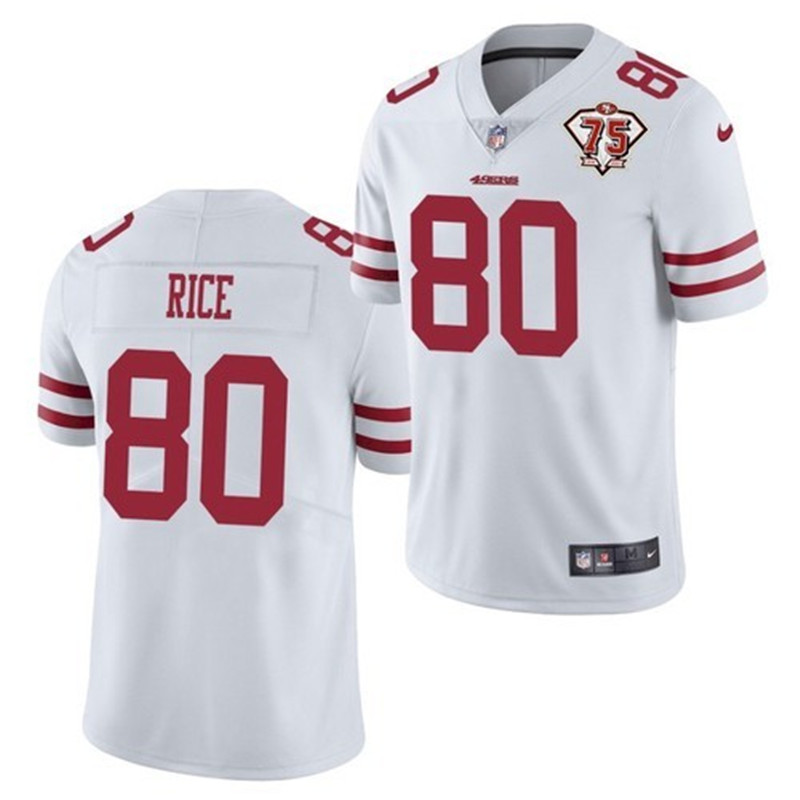 Nike 49ers 80 Jerry Rice White 75th Anniversary Vapor Untouchable Limited Jersey