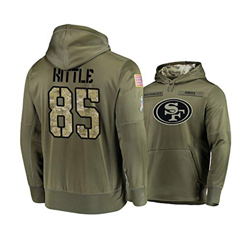 Nike 49ers 85 George Kittle 2019 Salute To Service Stitched Hooded Sweatshirt