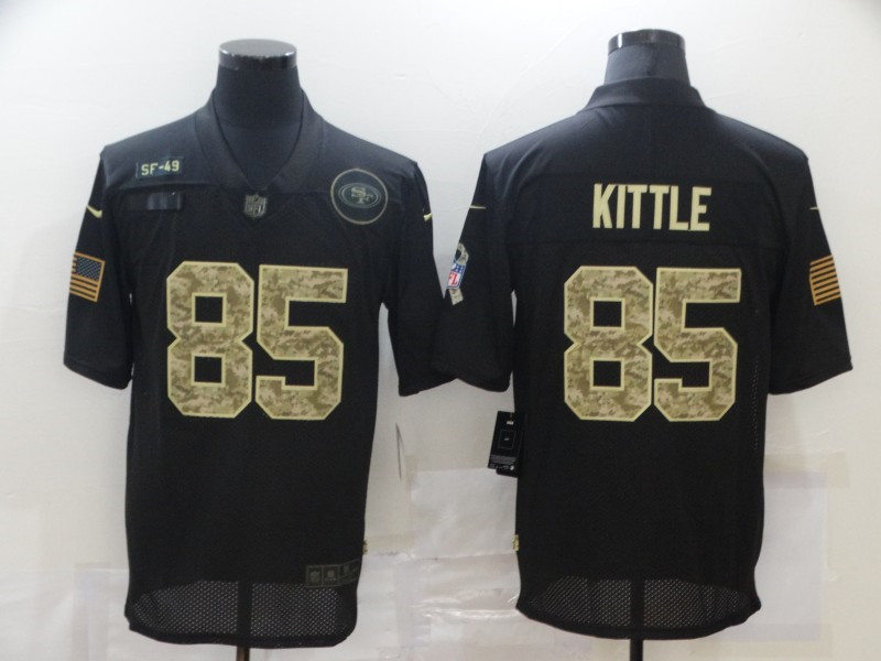 Nike 49ers 85 George Kittle Black Camo 2020 Salute To Service Limited Jersey