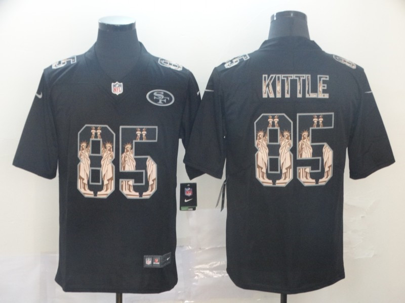 Nike 49ers 85 George Kittle Black Statue of Liberty Limited Jersey