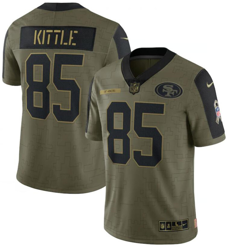 Nike 49ers 85 George Kittle Olive 2021 Salute To Service Limited Jersey