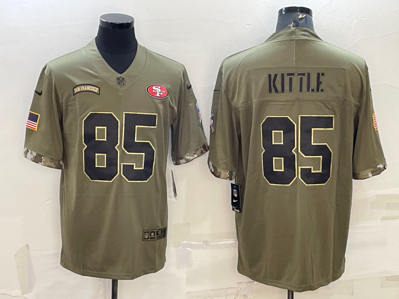 Nike 49ers 85 George Kittle Olive 2022 Salute To Service Limited Jersey