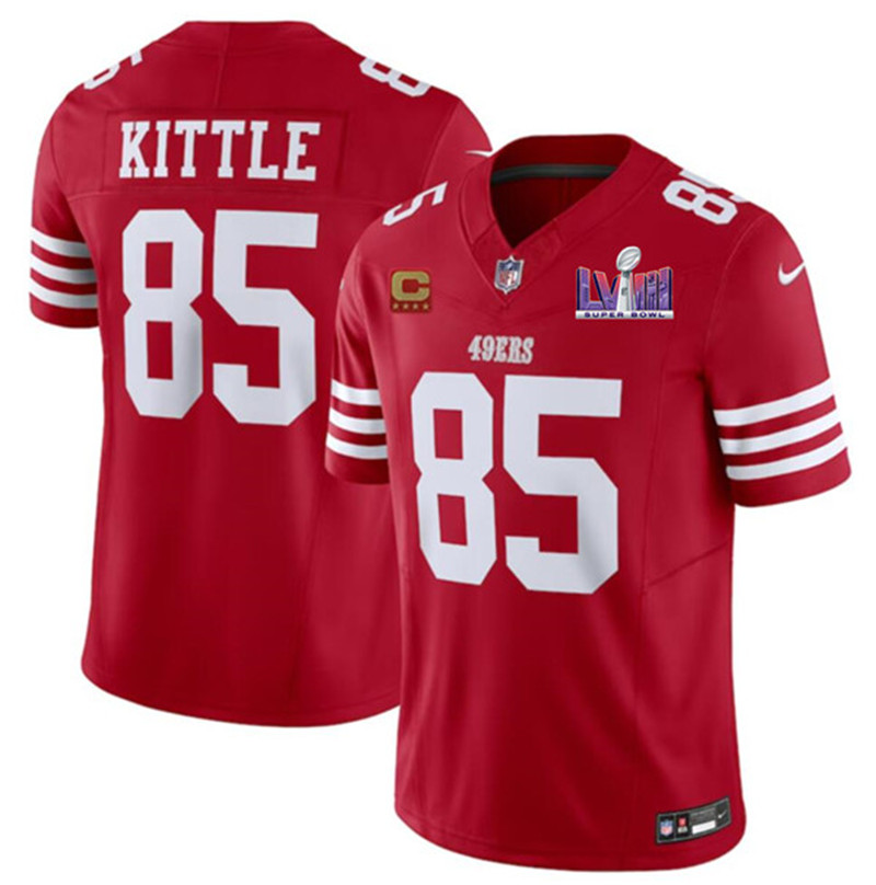 Nike 49ers 85 George Kittle Red 2024 Super Bowl LVIII Color Rush Vapor Untouchable Limited Jersey