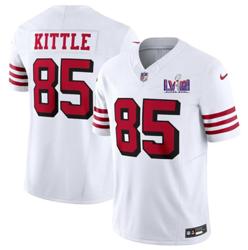 Nike 49ers 85 George Kittle White 2024 Super Bowl LVIII Color Rush Vapor Untouchable Limited Jersey