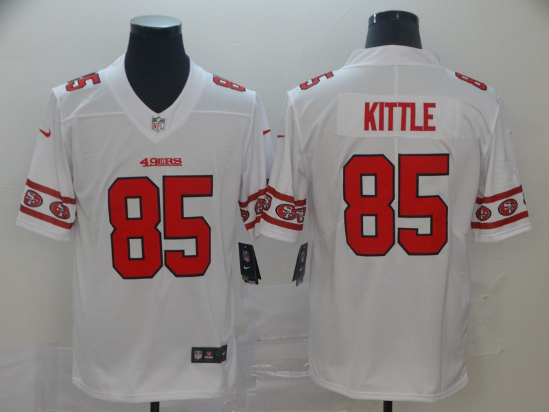Nike 49ers 85 George Kittle White Team Logos Fashion Vapor Limited Jersey