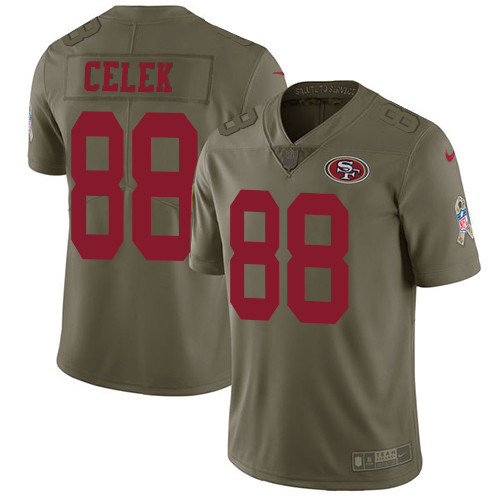  49ers 88 Garrett Celek Olive Salute To Service Limited Jersey