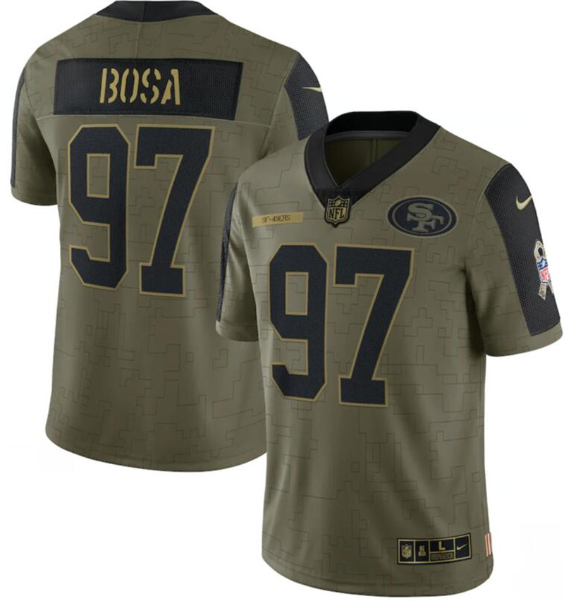Nike 49ers 97 Nick Bosa Olive 2021 Salute To Service Limited Jersey