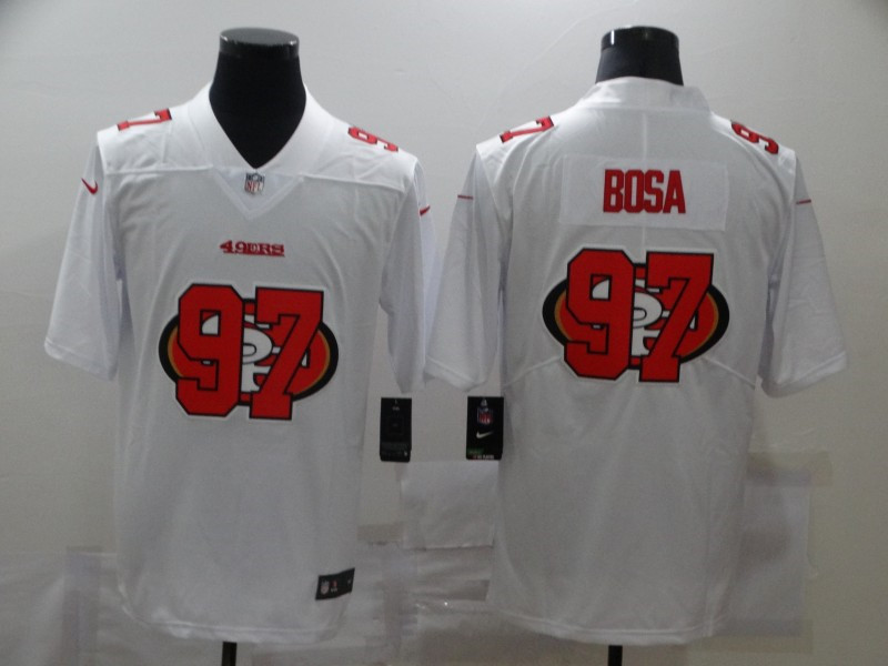 Nike 49ers 97 Nick Bosa White Shadow Logo Limited Jersey