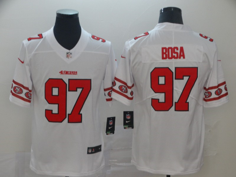 Nike 49ers 97 Nick Bosa White Team Logos Fashion Vapor Limited Jersey