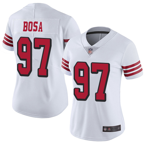 Nike 49ers 97 Nick Bosa White Women 2019 NFL Draft First Round Pick Color Rush Vapor Untouchable Limited Jersey