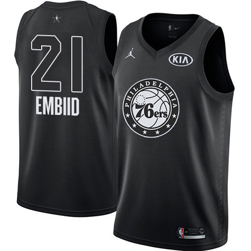  76ers #21 Joel Embiid Black NBA Jordan Swingman 2018 All Star Game Jersey