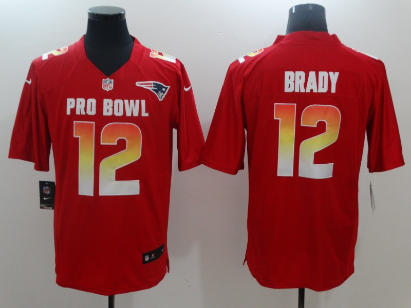  AFC Patriots 12 Tom Brady Red 2018 Pro Bowl Game Jersey