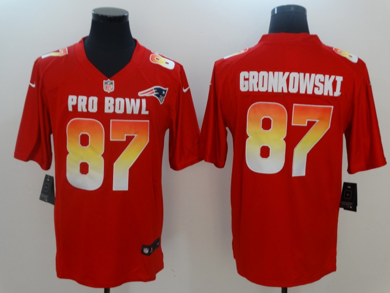  AFC Patriots 87 Rob Gronkowski Red 2018 Pro Bowl Game Jersey