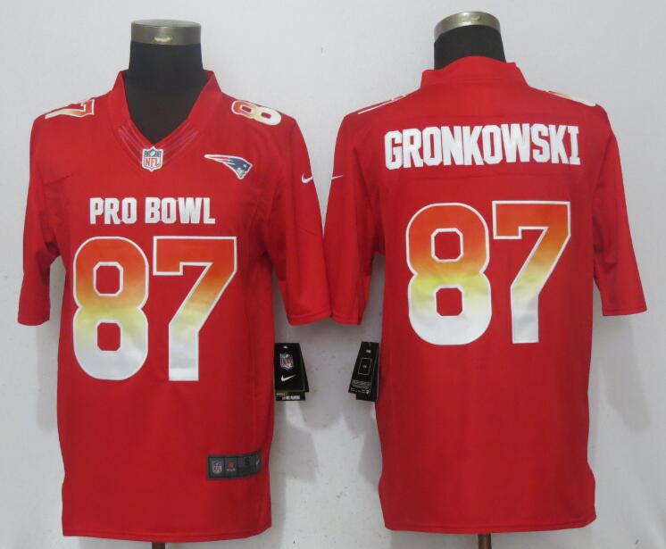  AFC Patriots 87 Rob Gronkowski Red 2018 Pro Bowl Limited Jersey