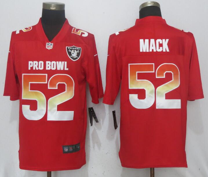  AFC Raiders 52 Khalil Mack Red 2018 Pro Bowl Game Jersey
