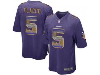  Baltimore Ravens 5 Joe Flacco Purple Team Color Men Stitched NFL Limited Strobe Jersey