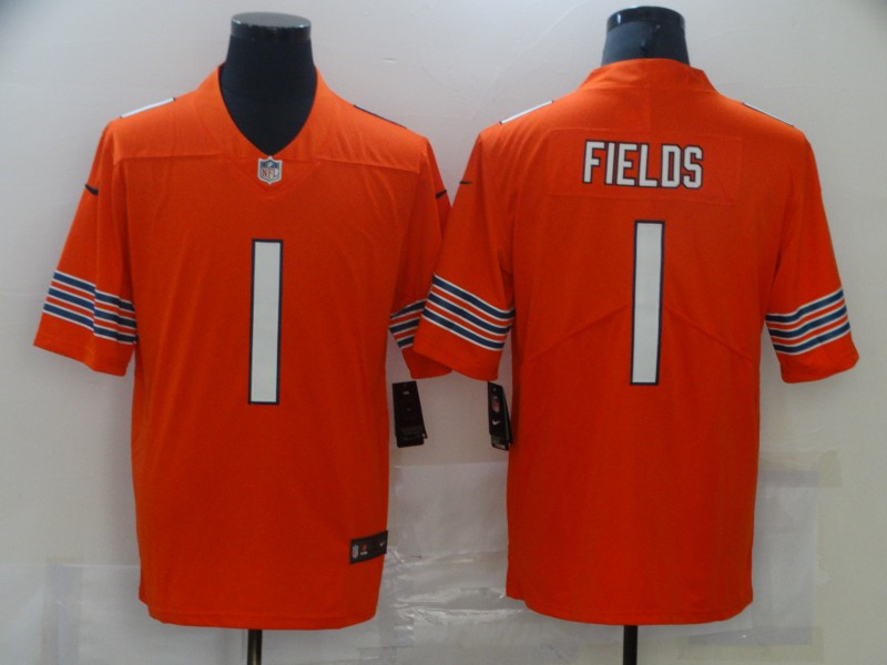 Nike Bears 1 Justin Fields Orange 2021 NFL Draft Vapor Untouchable Limited Jersey