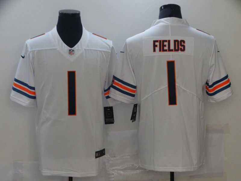 Nike Bears 1 Justin Fields White 2021 NFL Draft Vapor Untouchable Limited Jersey