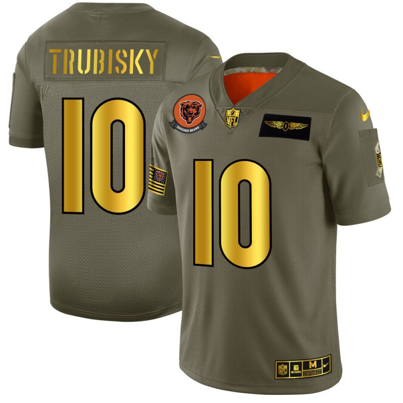 Nike Bears 10 Mitchell Trubisky 2019 Olive Gold Salute To Service Limited Jersey