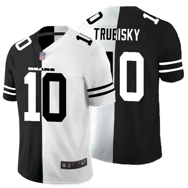 Nike Bears 10 Mitchell Trubisky Black And White Split Vapor Untouchable Limited Jersey