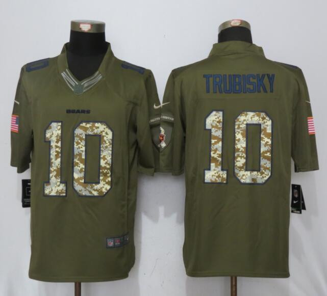  Bears 10 Mitchell Trubisky Green Salute to Service Limited Jersey