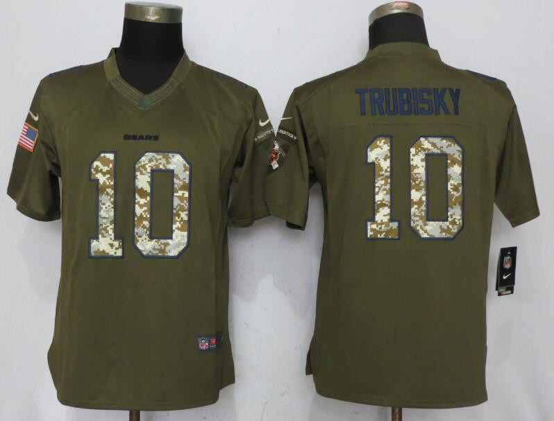  Bears 10 Mitchell Trubisky Green Women Salute to Service Limited Jersey