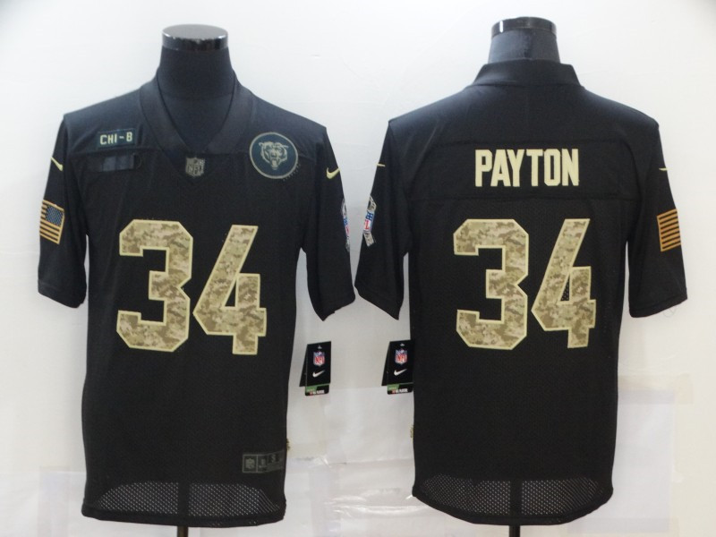 Nike Bears 34 Walter Payton Black Camo 2020 Salute To Service Limited Jersey