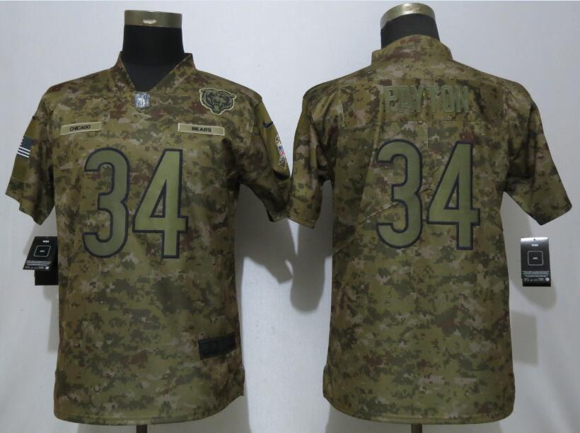  Bears 34 Walter Payton Camo Women Salute To Service Limited Jersey