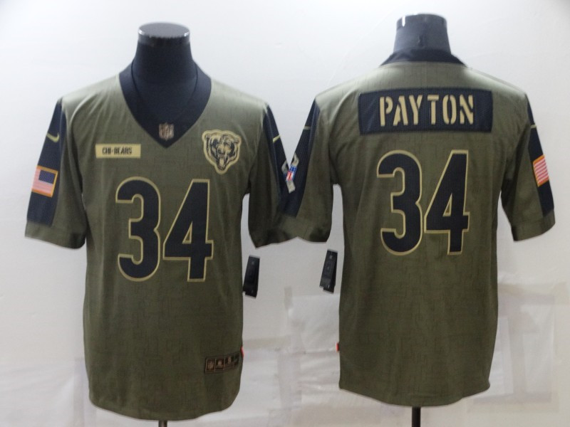Nike Bears 34 Walter Payton Olive 2021 Salute To Service Limited Jersey