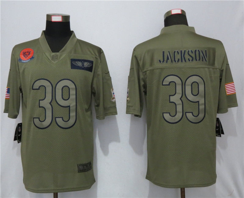 Nike Bears 39 Eddie Jackson 2019 Olive Salute To Service Limited Jersey