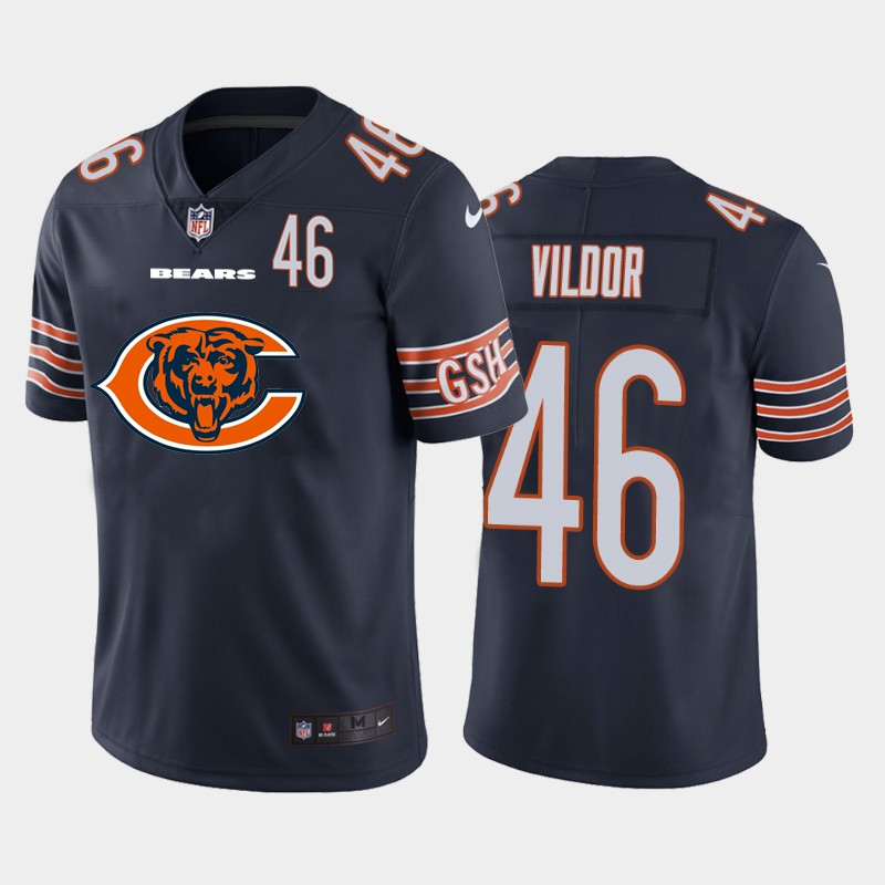 Nike Bears 46 Kindle Vildor Navy Team Big Logo Number Vapor Untouchable Limited Jersey