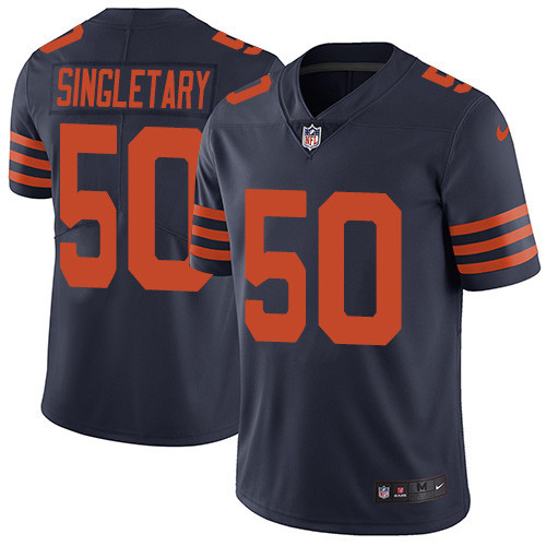 Bears 50 Mike Singletary Navy Throwback Vapor Untouchable Player Limited Jersey